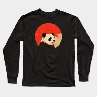 Japanese minimalist panda poster Long Sleeve T-Shirt